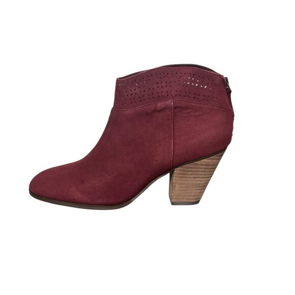 New! Violet & Red Jackson Laser Cut Topline Booties in Burgundy Red - Size 8.5 - Picture 2 of 8